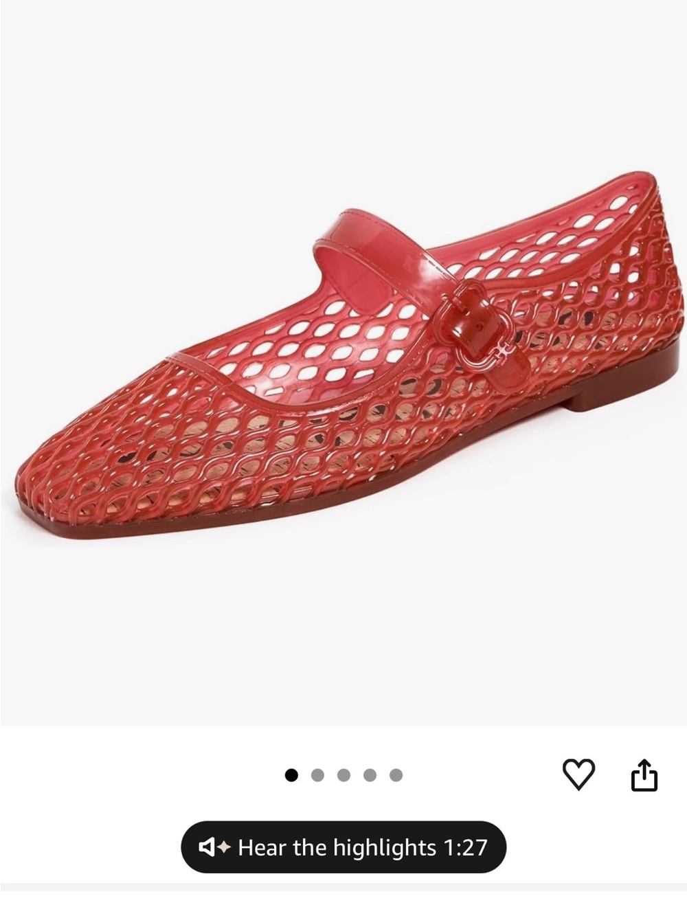 Red Mary Jane jelly Flat Shoes - Women's